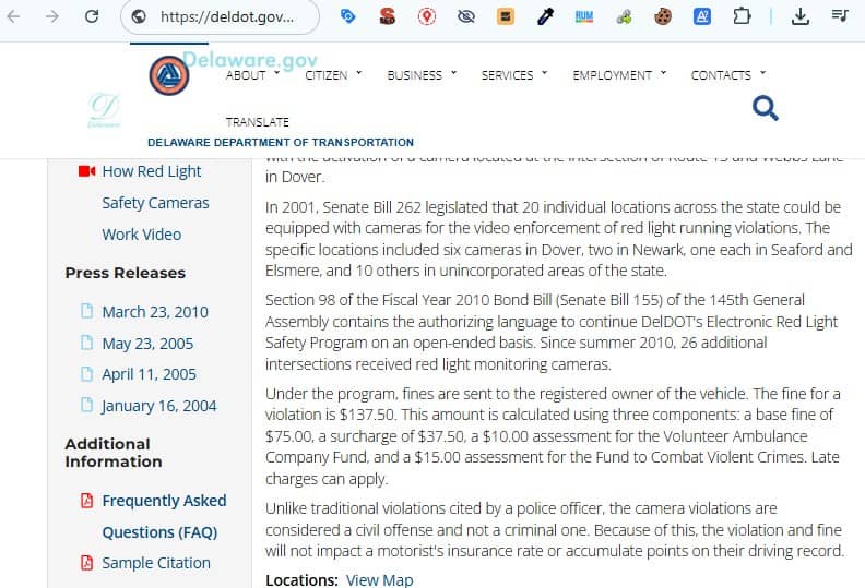 checar traffic tickets Delaware