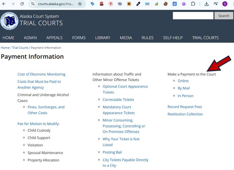 como pagar multas de trafico en Alaska