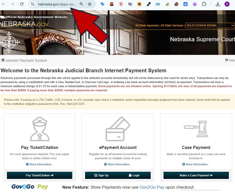 como pagar multas de trafico en Nebraska