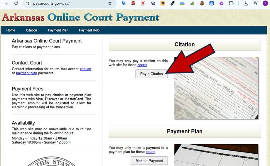 como pagar multas de transito en Arkansas